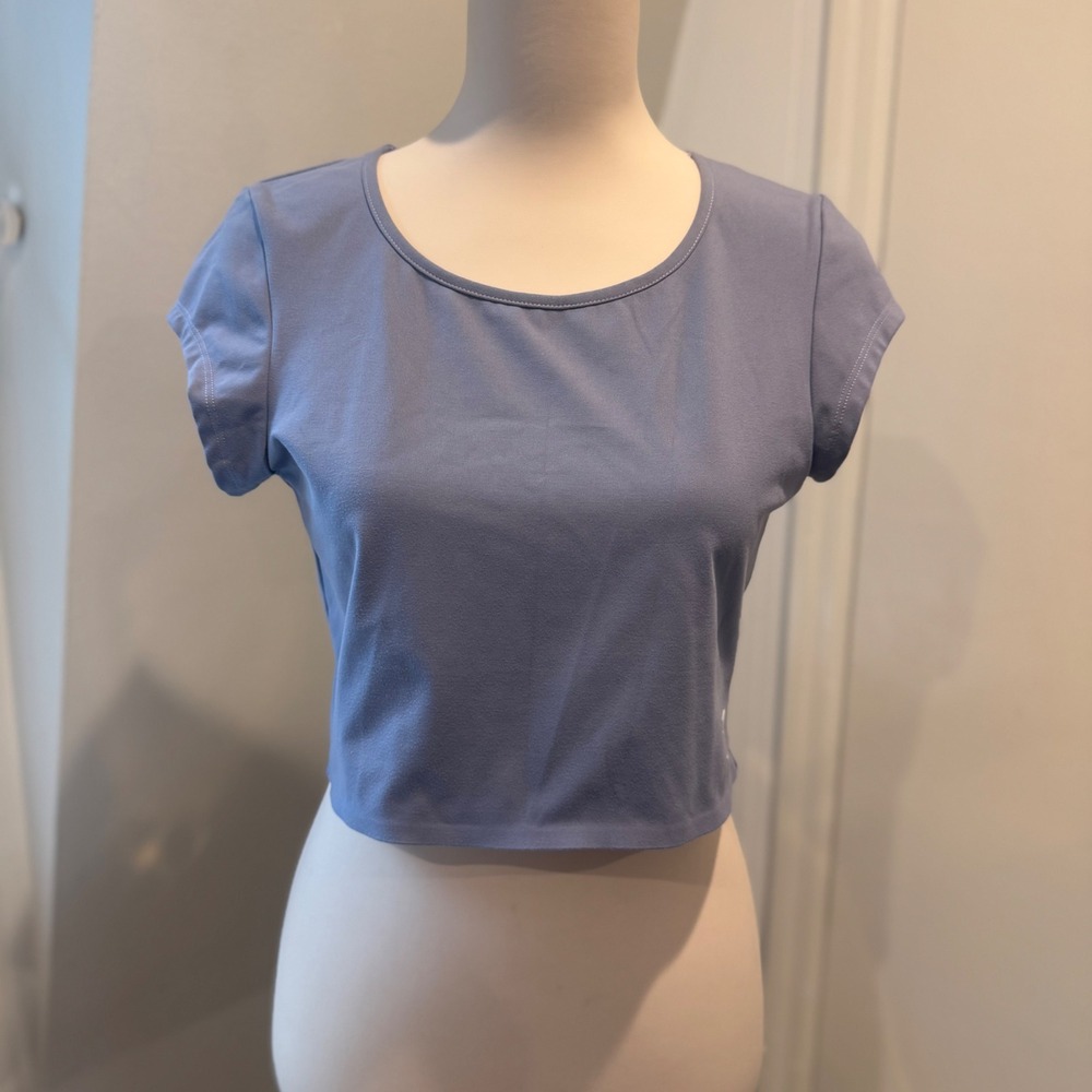 Gymshark Dusty Periwinkle Crop Tee Moisture Wicking Essential | Size L